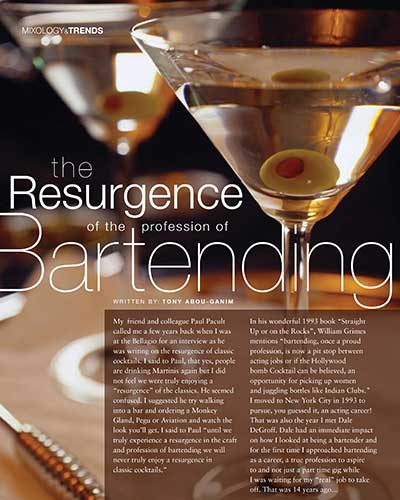 The resurgence  of bartending